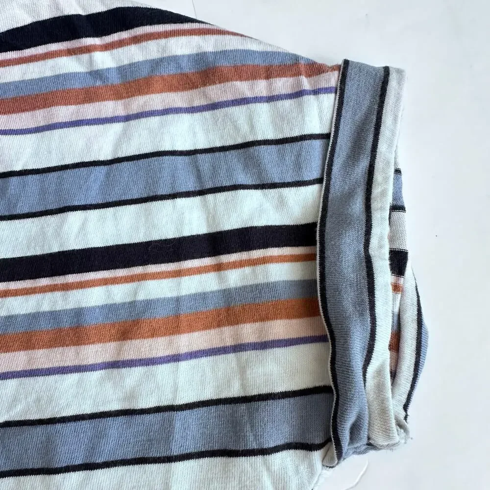 DIP Striped Roll Cuff Short Sleeve T-Shirt - Girls M